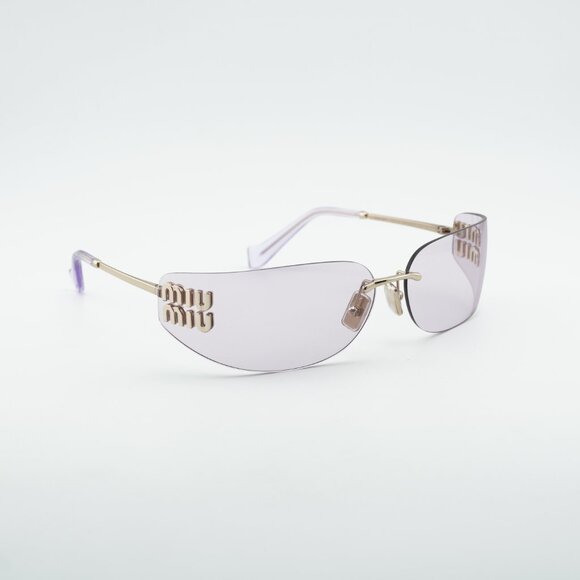 Miu Miu MUA51S ZVN90O Sunglasses Pale Gold Rectangle Frame, Pink Lenses main image 5